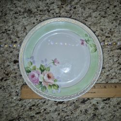 Vintage Nippon Porcelain China Hand Painted Floral Plate, 7.75"