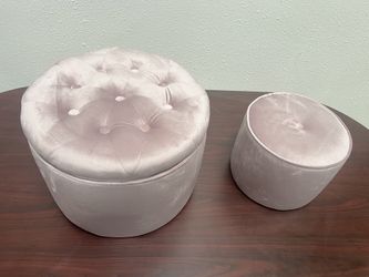 Storage Ottoman Footstool, Round Foot Stool Velvet Cloth Round Ottoman Ottoman Foot Rest for for Entryway,Living Room, Bedroom and Kids Room