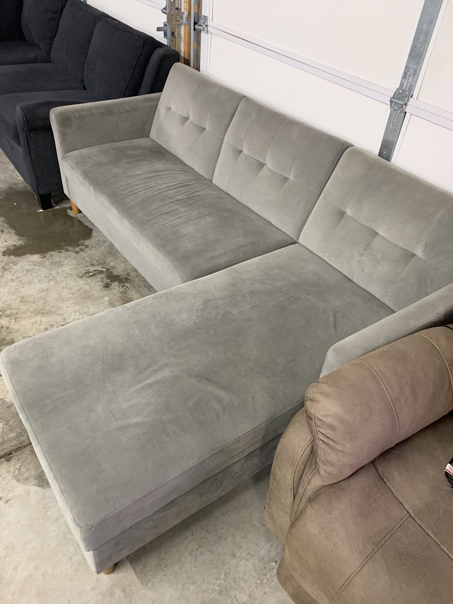 Grey L Shaped Sectional Futon Couch “WE DELIVER”