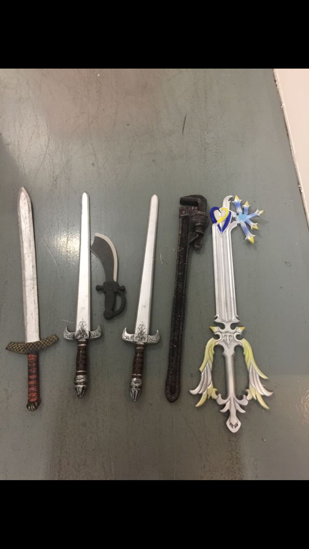 Lot of plastic weapons sword wrench cosplay halloween renaissance fair