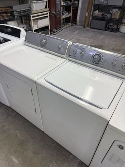 Washer and Electric Dryer set, combo, pair. Clean, tested and ready to go. You may test at my location.
60 day warranty on all appliances. (If it stop