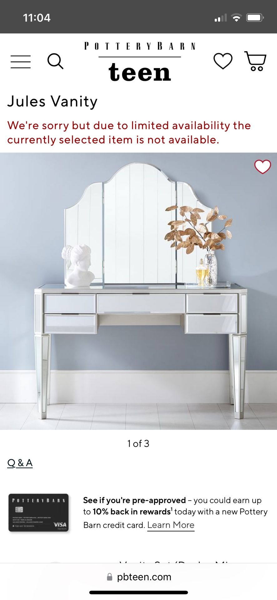 Pottery Barn Teen Jules Vanity Hutch and Mirror  - Retail $899