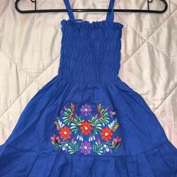 Toddler Royal Blue Embroidered Dress