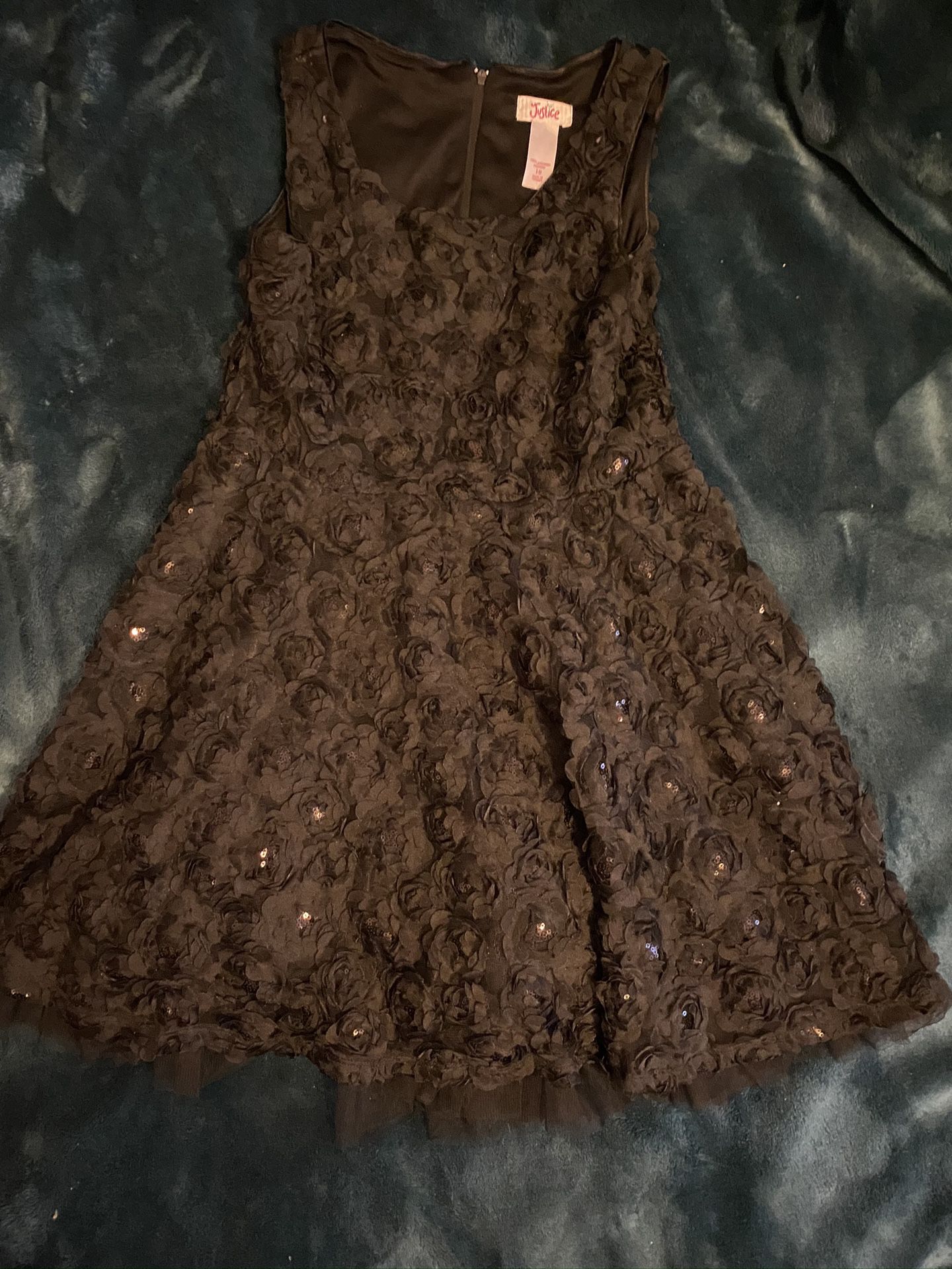 Girls black flower dress 10