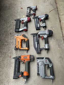 Lot of 6 Pneumatic Nail Guns and Staplers