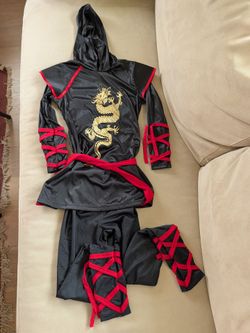 Kids Black Ninja Dragon Costume Set 8-12 years old
