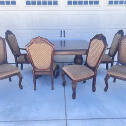 HUGE & HEAVY DINING TABLE AND FOUR CHAIRS