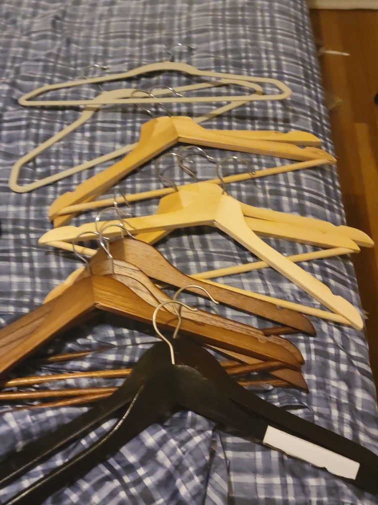 Lot Of Wooden Hangers
