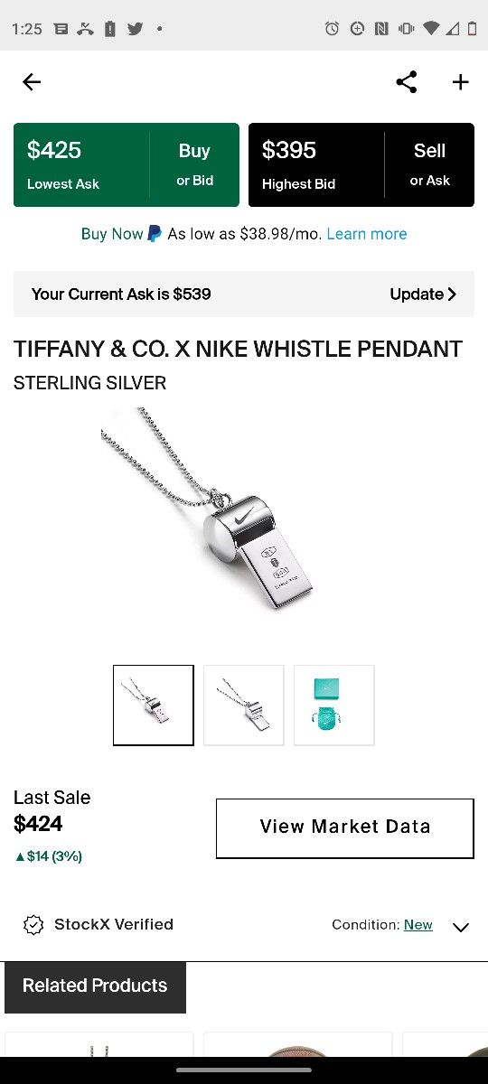 Tiffany & Co Nike Whistle Pendant Brand New In Box