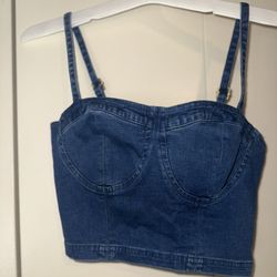 charlotte russe Small Denim Zipper Corset with Straps