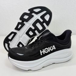 Hoka Bondi 9 X-Wide Womens Size US 9 2E Black White Running Comfort Sneakers