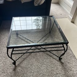 28”X30” Glass/iron Coffee Table 