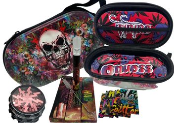 Smell Proof Smoking Kit Set w/ Tray Pipe Grinder & Case | Travel Stash Box