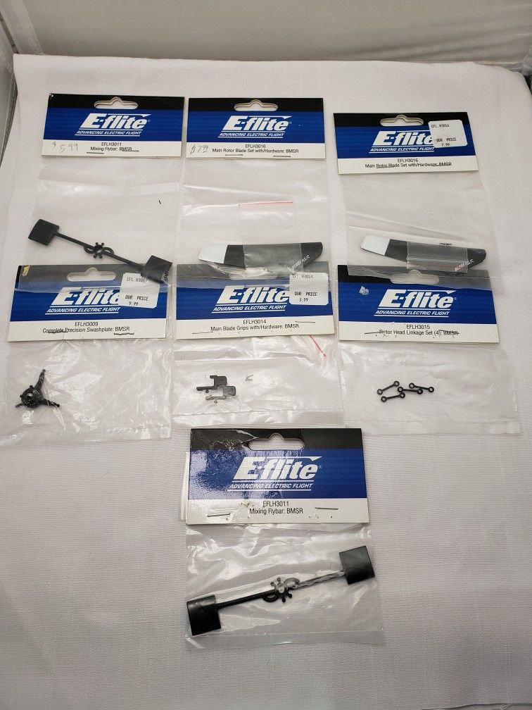 E-Flite Airplane parts count of 8 . Look at pictures for item an numbers . These total 42.00 .