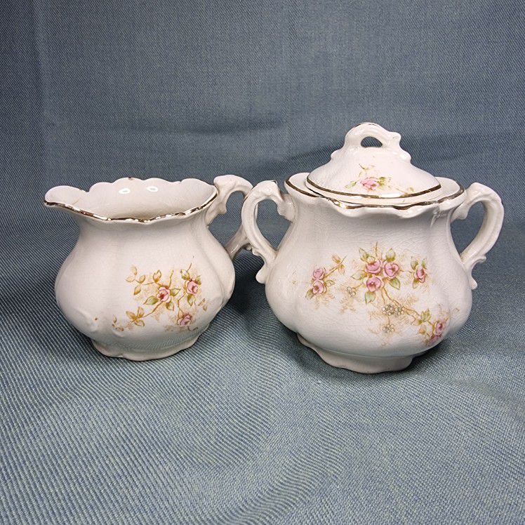 Vintage Set of Porcelain Creamer and Sugar

