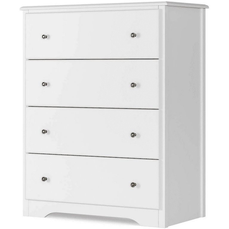 Brand New And Assembled Modern Chest Organizer with 4 Drawers for Bedroom, White Finish