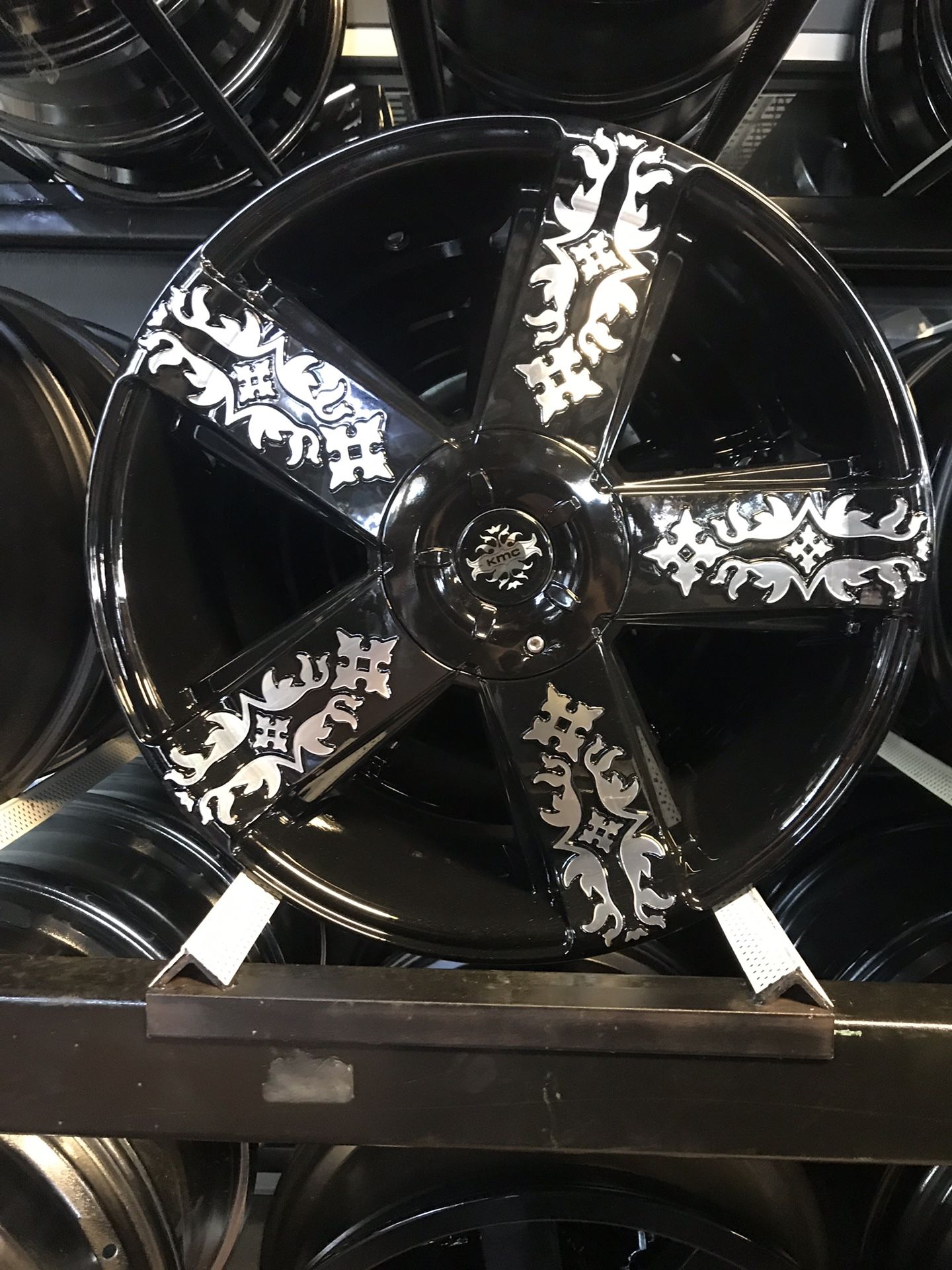 Set of 20” Rims Black and Machine Bolt Pattern 5x115/5x120 offset 15