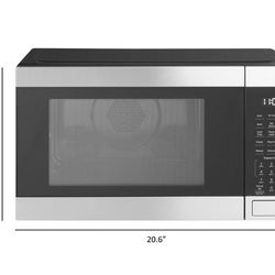 GE - 1.0 Cu. Ft. Convection Countertop Microwave with Air Fry - Black Stainless Steel


