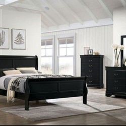 Brand New Black Classic 6pc Cal. King Size Bedroom Set