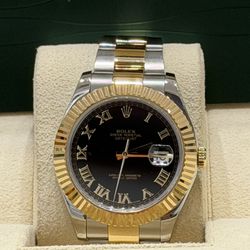2010 Rolex 41mm DateJust-II Black Roman Dial 
