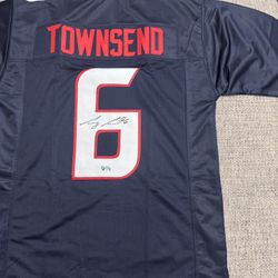 Tommy Townsend Signed Autograph Custom Jersey - metabilia Coa - Houston Texans