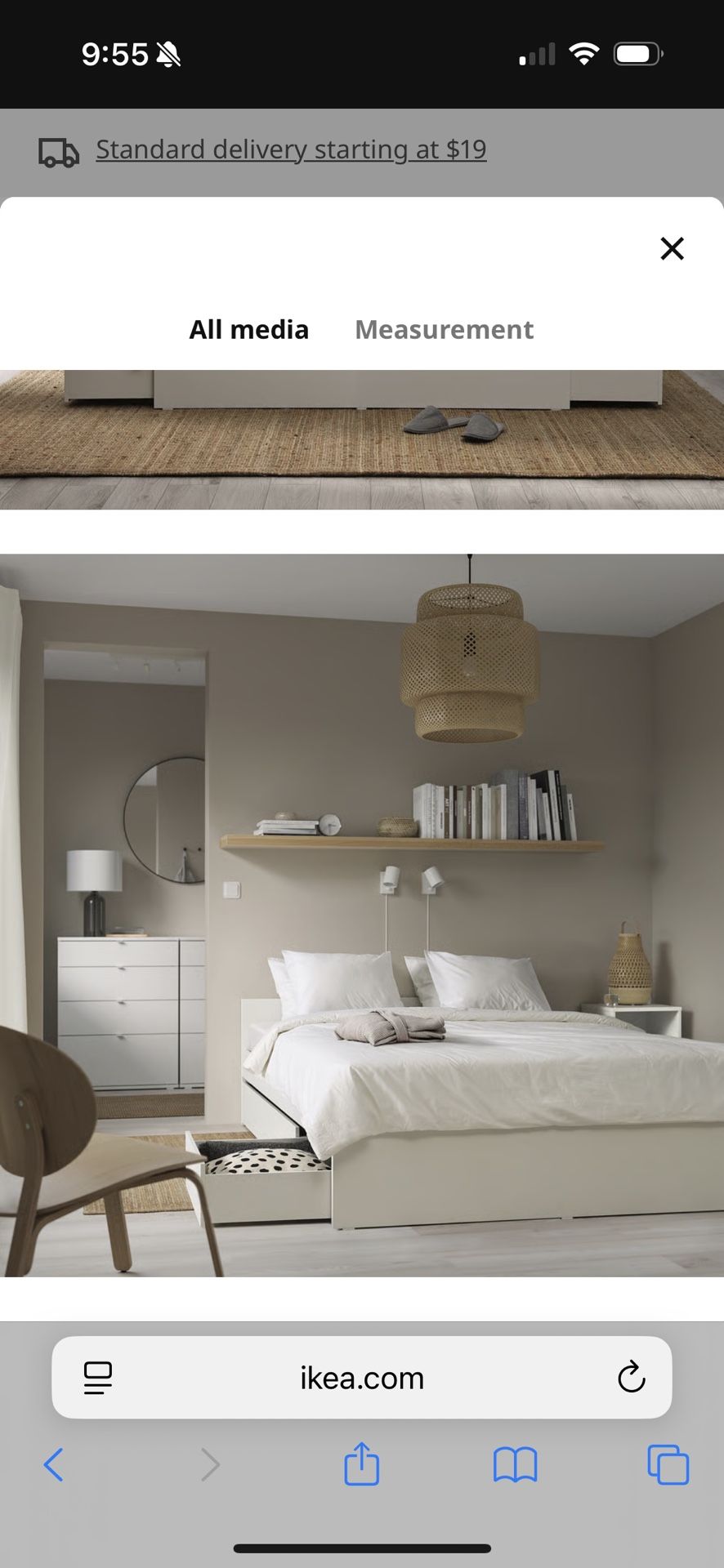 King IKEA White Bed Frame With 4 Drawers