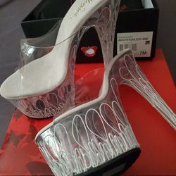 Clear Dance Heels with Decorative Detail 