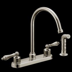 WHITEFALLS TWO LEVER KITCHEN FAUCET WITH SPRAY - DECORATIVE - BRUSHED NICKEL