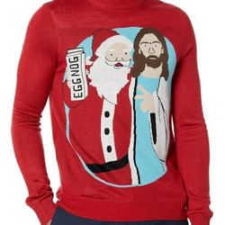 Tipsy Elves Santa Claus Jesus Eggnog Christmas Sweater Red Size Medium