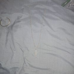 Silver Chain 28' Cross With Silver Cross BOTH 925 Stamped! 