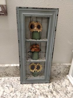 Sunflower shadow box . Hanging.