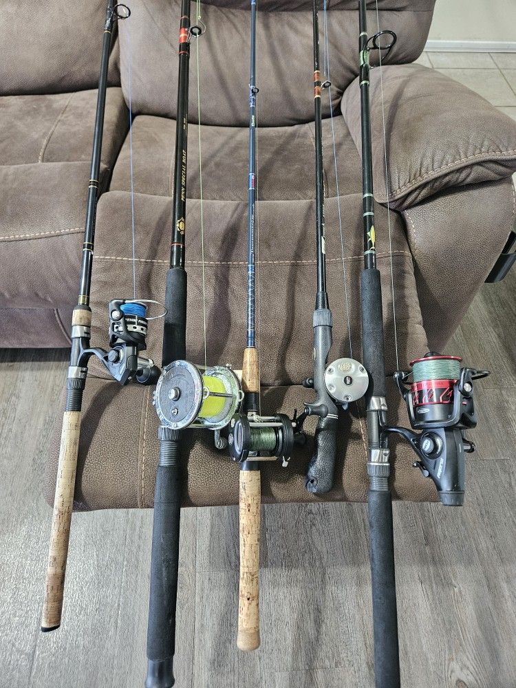 Fishing rods reels combos for inshore offshore pier beach bridge boat shore