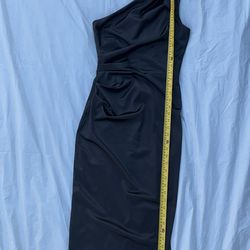 Windsor Black Cocktail Midi One-Shoulder Dress, Size Medium