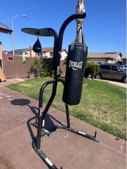 Everlast Dual Station Heavy Bag Stand with Heavy Bag and Speed Bag