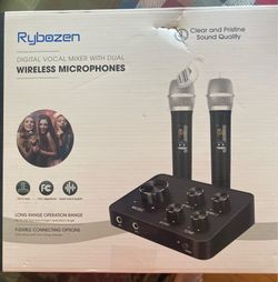Wireless Microphone Karaoke Mixer System, Dual Handheld Wireless Microphone for Karaoke, Smart TV, PC, Speaker, Amplifier, Church, Wedding - Support H