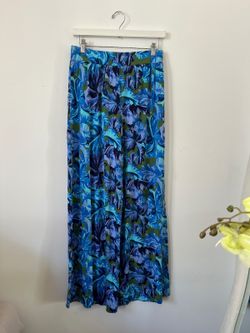 ISAACMIZRAHI Live Blue Floral Wide Leg Pants