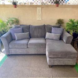 Comfy Gray Sofa Sectional w/ Reversible Chaise