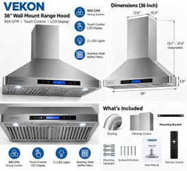 Brand new VEKON 36-inch wall mount range hood..