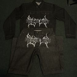 Black/Charcoal fuccuuwant Denim Jeans & Jacket