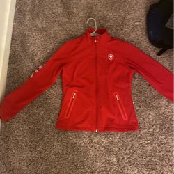 selling barely used red ariat jacket 