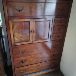 Midcentury National Mt. Airy Campaign Tall Chest of Drawers, Mahogany
