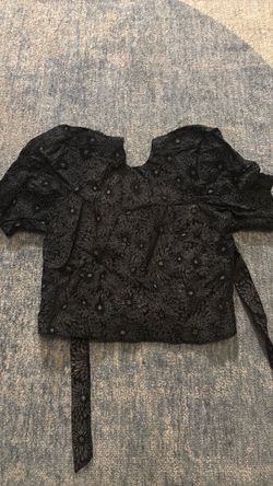 Ted Baker Black Floral Jacquard Puff Sleeve Blouse