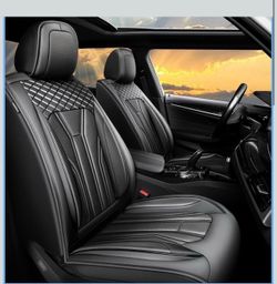 Universal Luxury PU Leather Car Seat Cover Full Set, Comfortable Car 5 Seat Covers Four Seasons For SUV, Sedan, Truck, Airbag Compatible