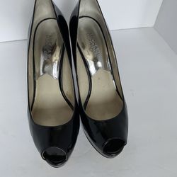 Michael Kors Black Open Toe Patent Leather Pumps 8