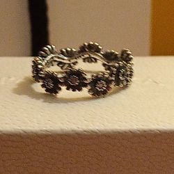 Pandora Authentic Brand New Sterling Silver Sparkling Daisy Flowers Crown Ring Size 6 