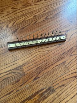 Vintage Wood & Brass Tie Scarf Belt Holder Rack Organizer Holds 24