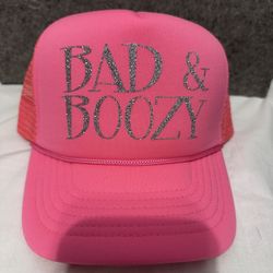 Bad & Boozy Pink Trucker Hat 