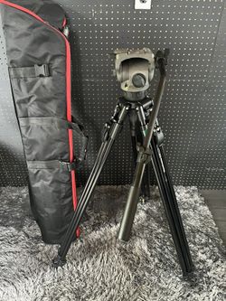 Cartoni Fluid Head + Manfrotto Tripod With Tripod Carrying Case 