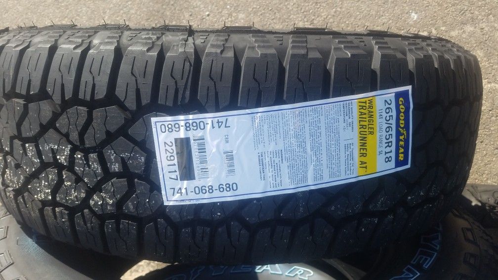265 65 18 Wrangler Trailrunner A/T. BRAND NEW!!! $179.00 per tire