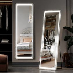 full length life-size lighted dimmable mirror - set of two